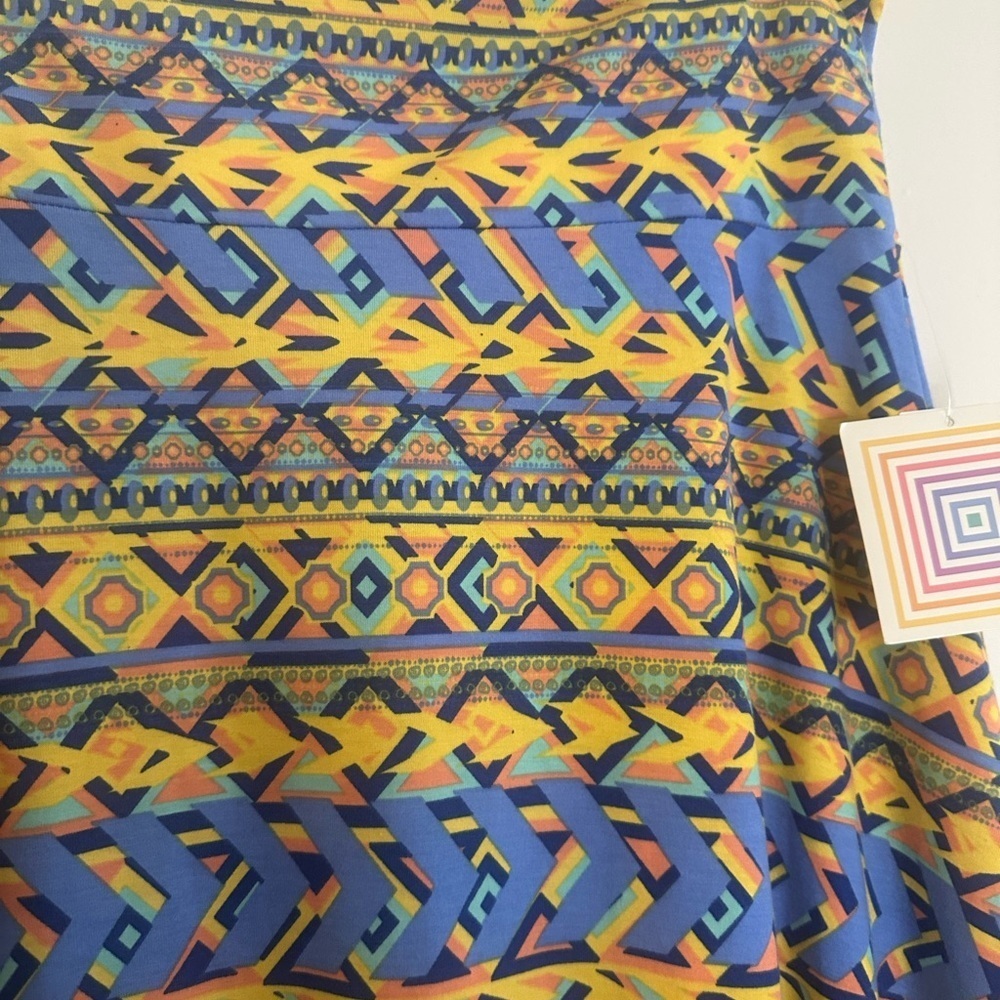 LuLaRoe Blue and Yellow A-Line Skirt - Picture 2 of 5